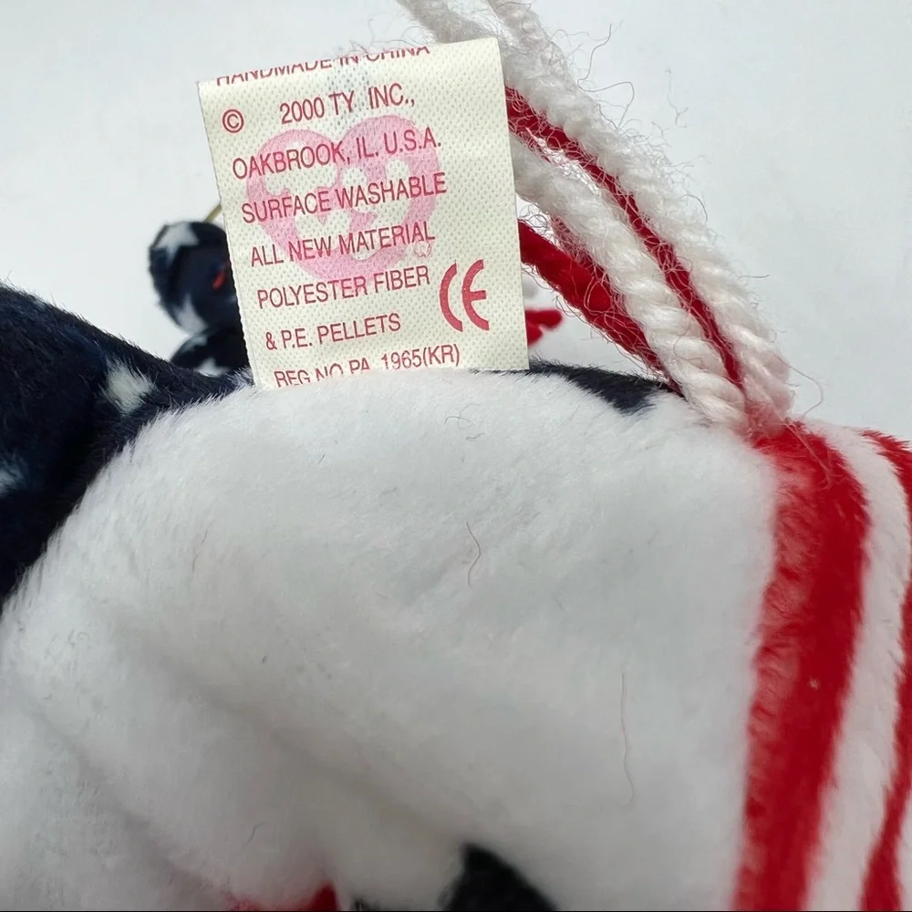 Ty Vintage 2000 Beanie LEFTY the Donkey Patriotic Red, White & Blue Plush